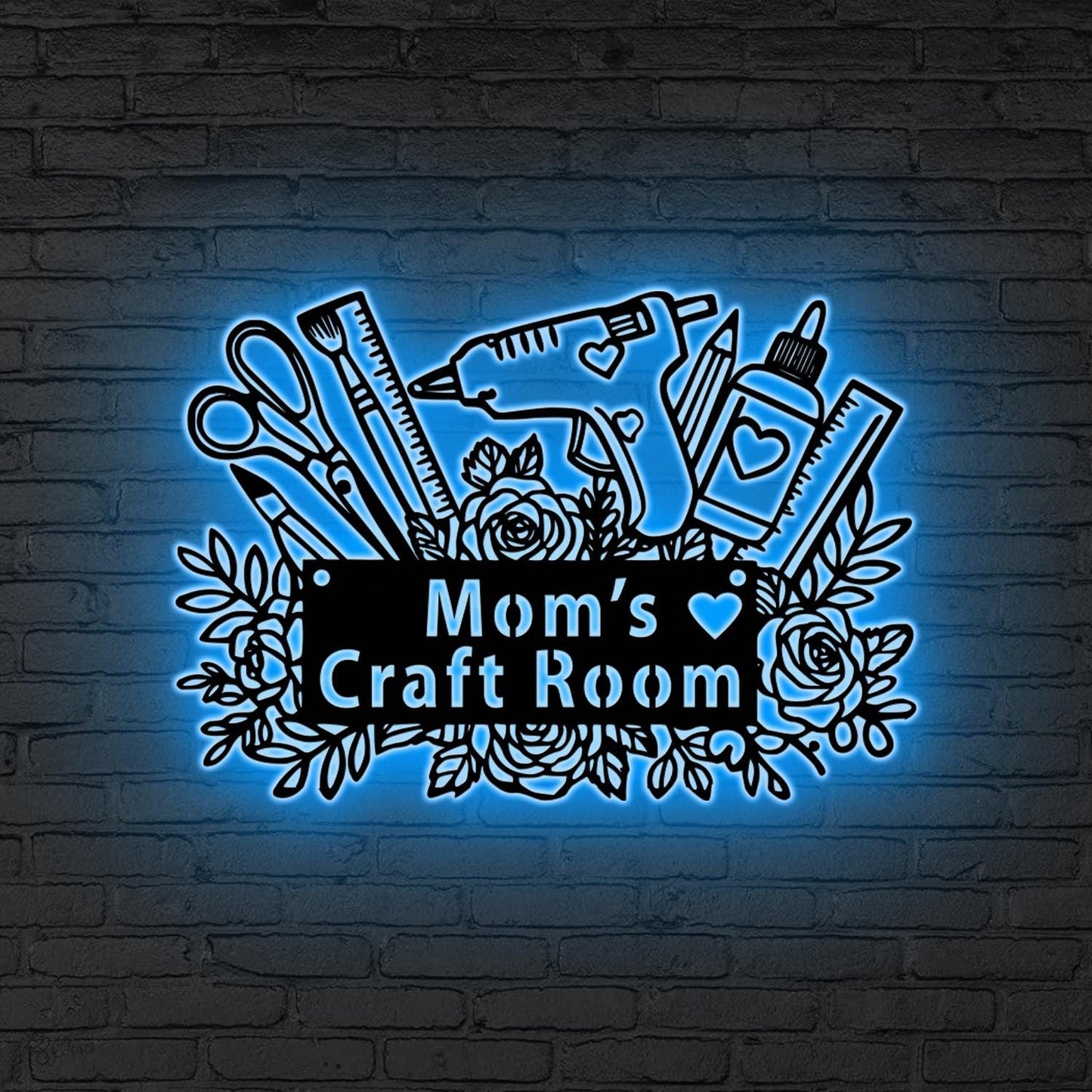 Custom Craft Room Metal Sign LED Lights, Creative Room Sign, Personalized Craft Room Sign, Gift for her, Craft Room Decor, She Shed Decor
