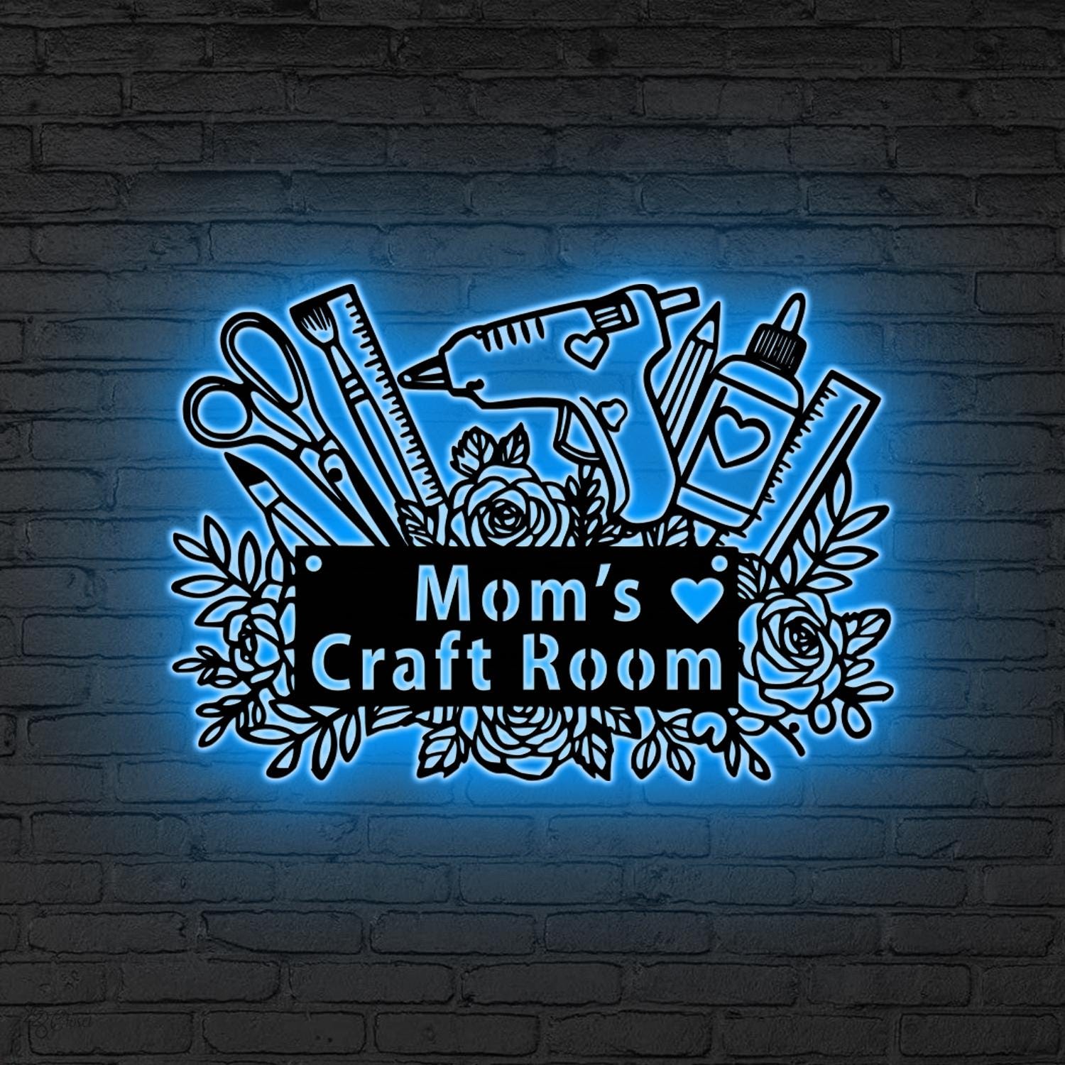 Custom Craft Room Metal Sign LED Lights, Creative Room Sign, Personalized Craft Room Sign, Gift for her, Craft Room Decor, She Shed Decor