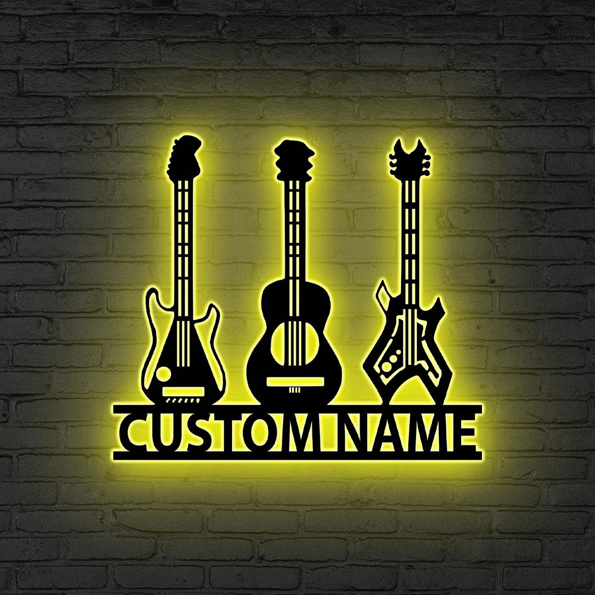 Personalized Guitar Metal Sign LED Lights, Custom Music Studio Decor,Gift for Guitar Player,Acoustic Guitar Sign,Music Lover Gift Music Room