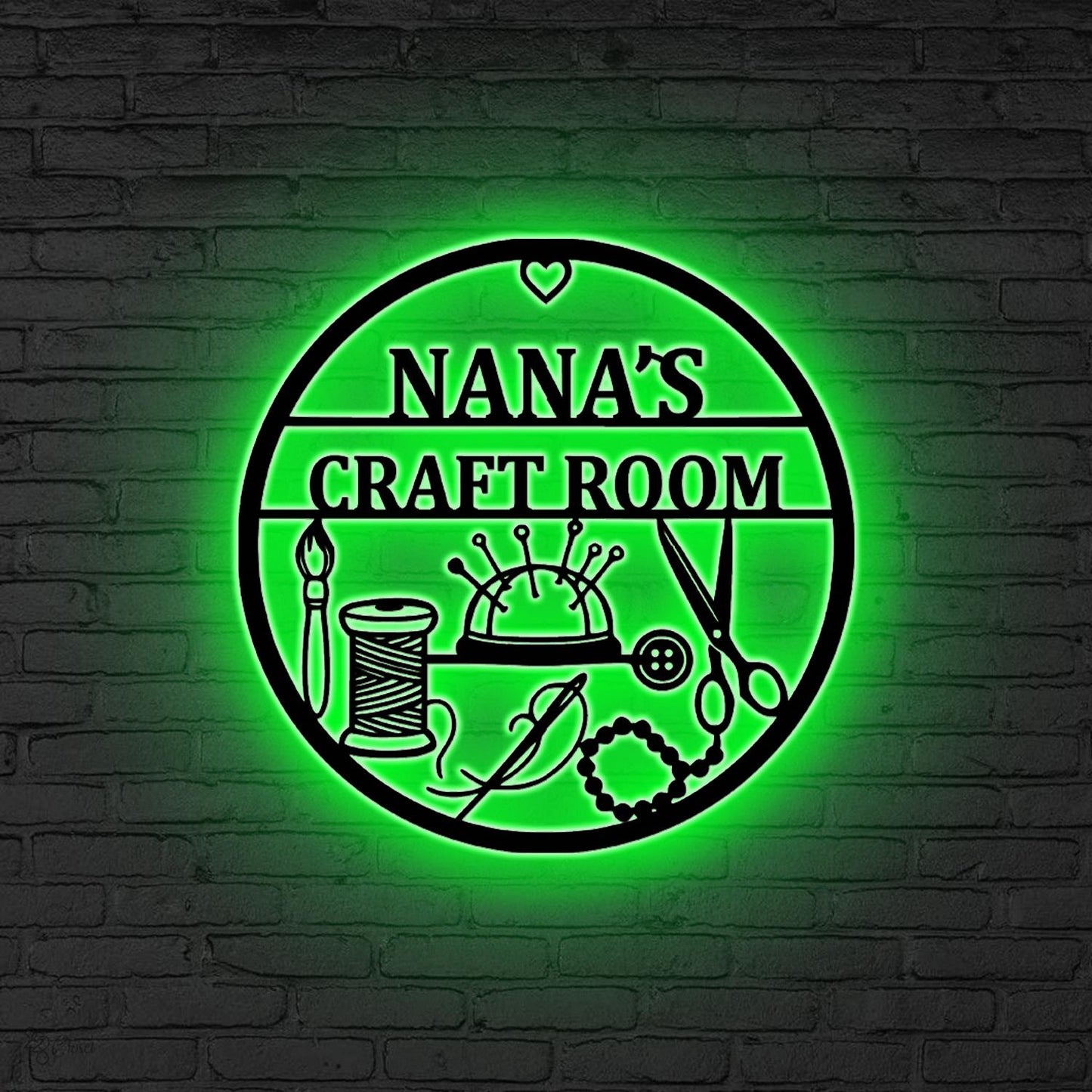Custom Craft Room Metal Sign LED Lights, Creative Room Sign, Personalized Craft Room Sign, Gift for her, Craft Room Decor, She Shed Decor