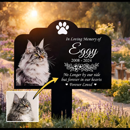 Custom Cat Memorial Stake, Cat Memorial Plaque with Photo, Cat Portrait Watercolor Cat Grave Marker, Pet Loss Gift, Pet Sympathy Gift