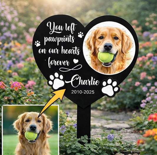Custom Pet Photo Memorial Garden Sign, Portrait Watercolor Dog Memorial Plaque,Personalized Memorial Gift,Pet Memorial Sign,Grave Marker